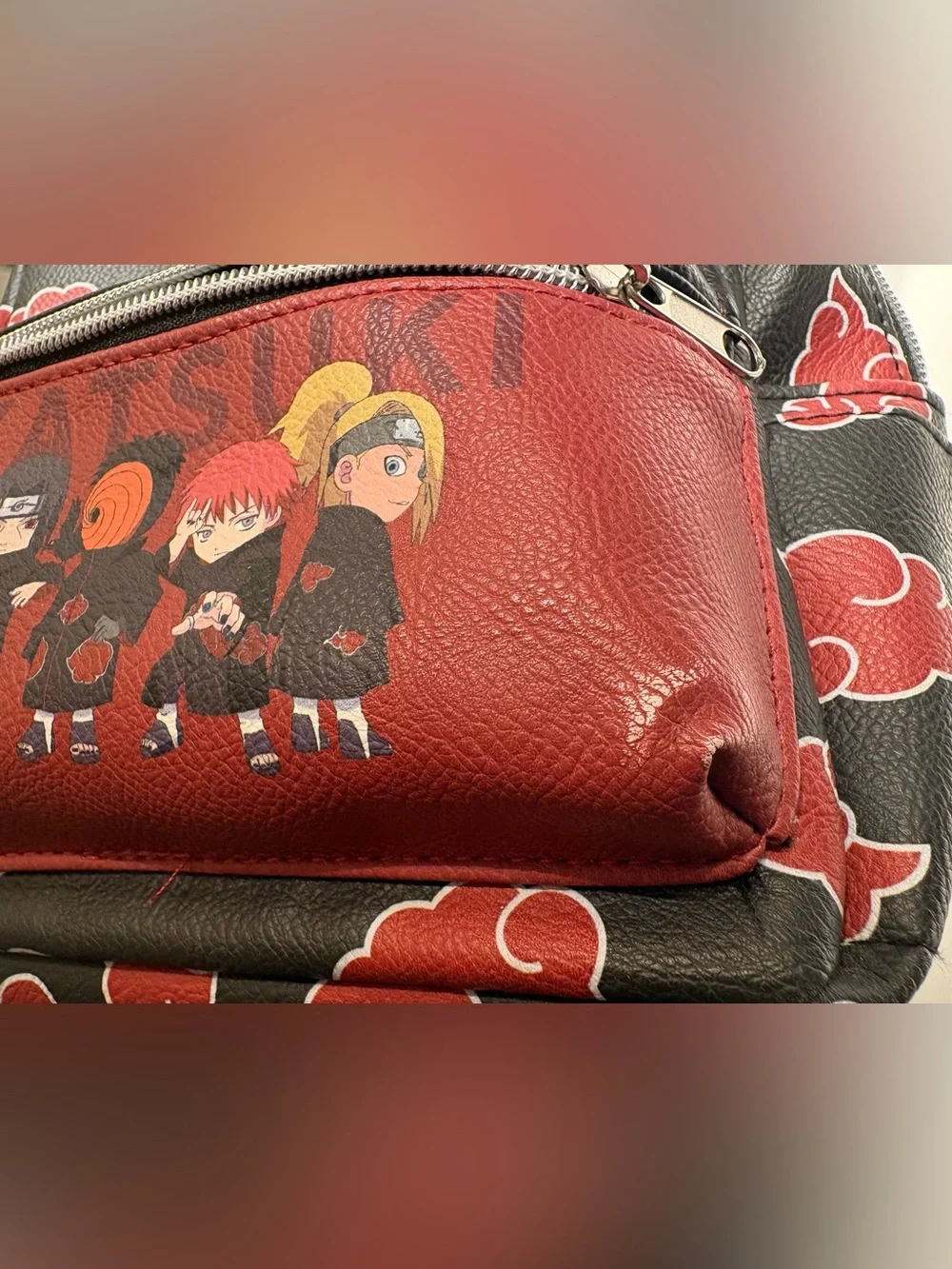 Naruto Shippuden Akatsuki Faux Leather red cloud chibi mini backpack Concept One